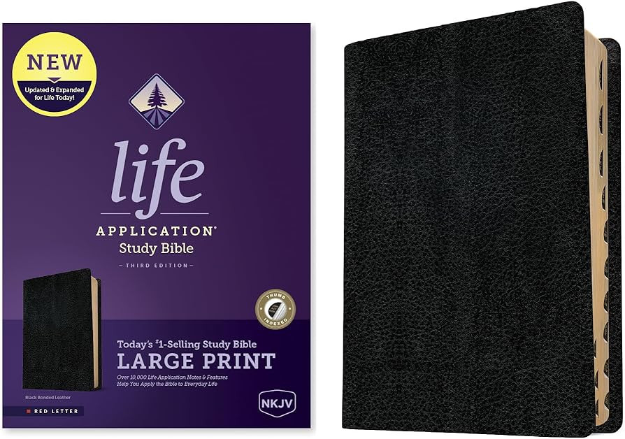 NKJV Life Application Study Bible, Third Edition, Large Print (Bonded Leather, Black, Indexed, Re... | Amazon (US)