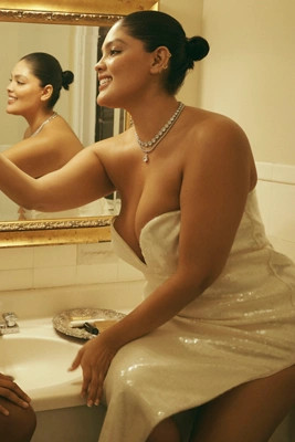 BHLDN Strapless Sequin Side-Slit Midi Dress | Anthropologie (US)