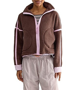 Free People FP Movement Mountain High Long Sleeve High Neck Full-Zip Fleece Jacket -  XS | Dillard's