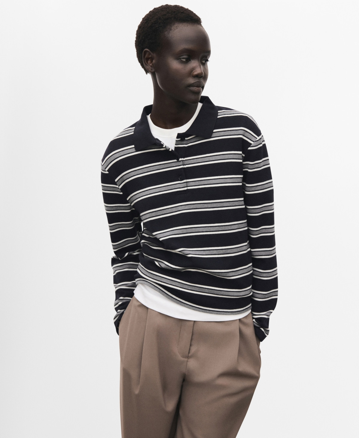 Mango Women's Striped Polo-Neck T-Shirt - Navy | Macy's