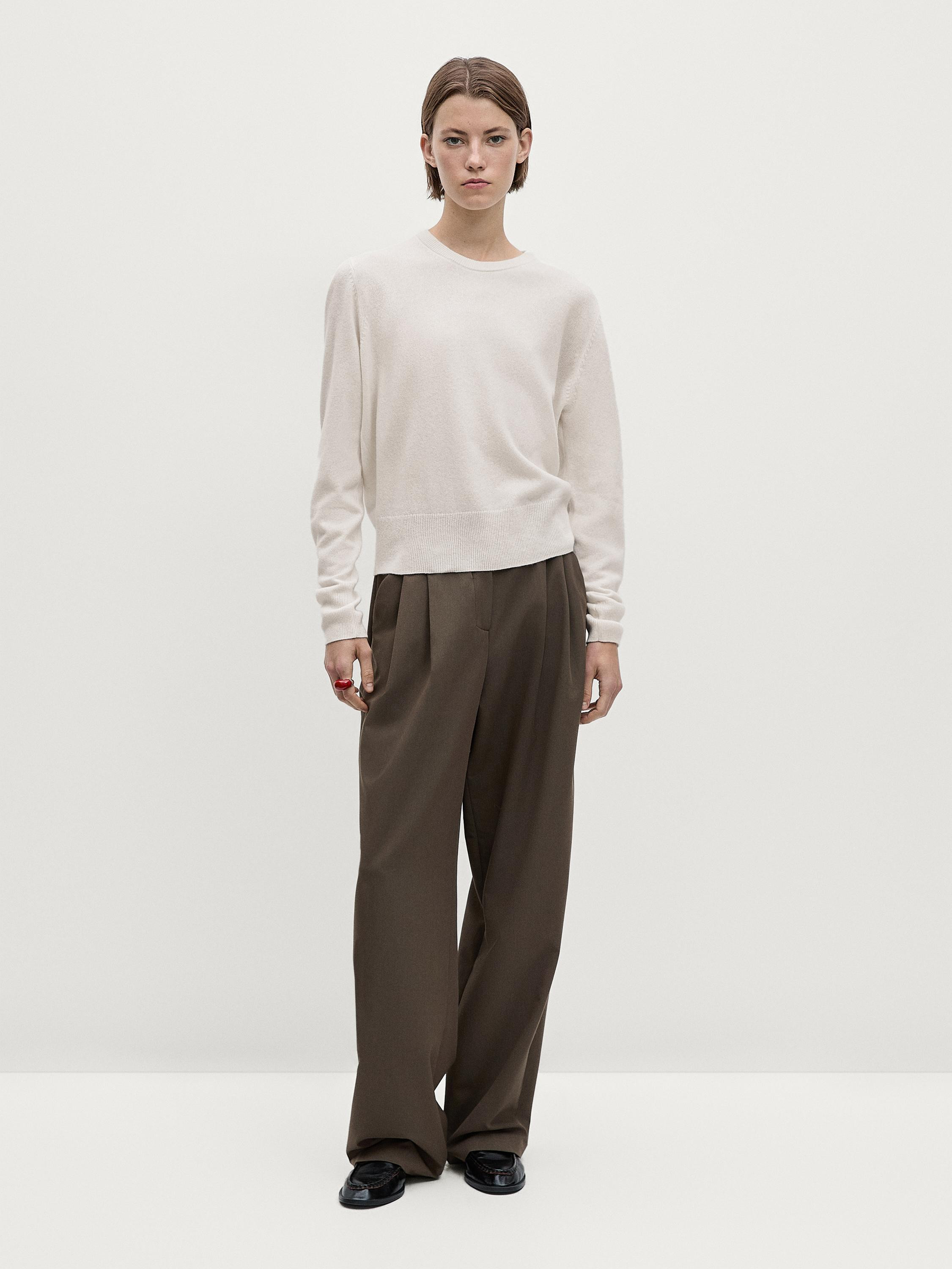Cashmere wool crew neck jumper | Massimo Dutti UK