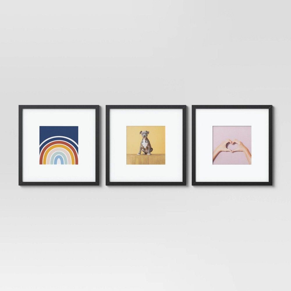 14.5" x 14.5" Matted to 8" x 8" 3pc MDF Paper Wrap Gallery Frame Set - Room Essentials™ | Target