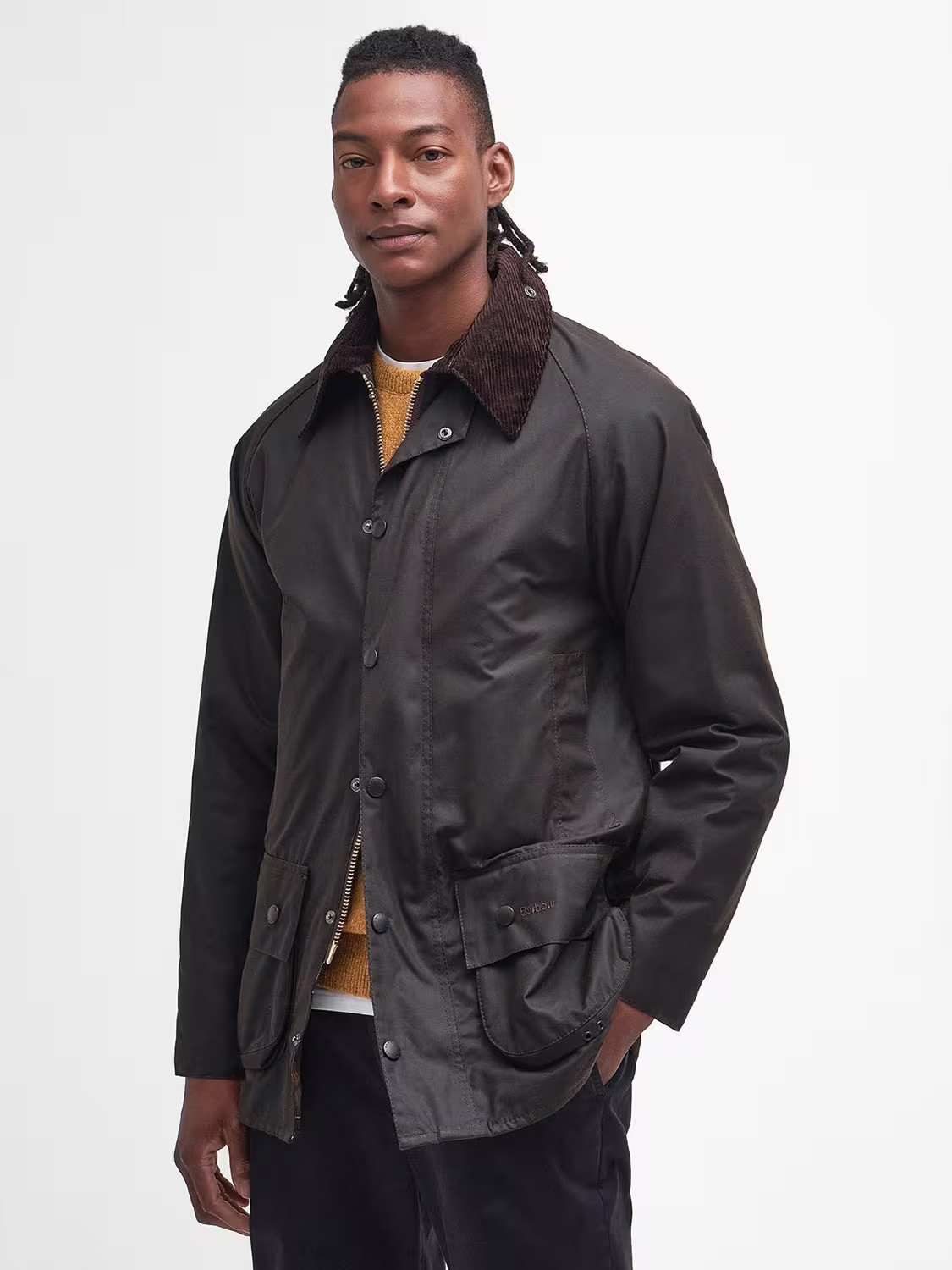 Barbour Classic Beaufort Waxed Cotton Jacket, Olive | John Lewis (UK)