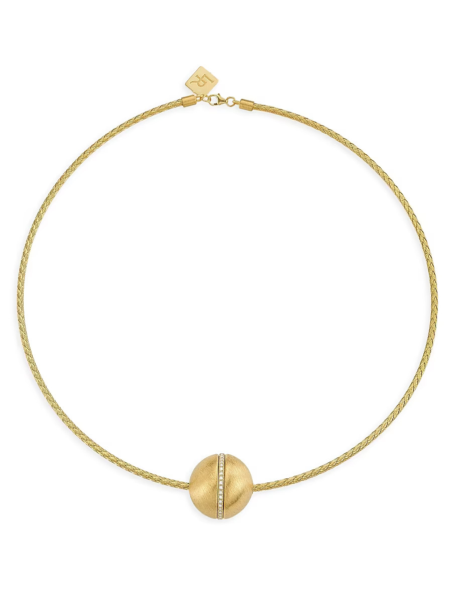 Women's 14K Yellow Gold & 0.215 TCW Diamond Ball Pendant Necklace - Yellow | Saks Fifth Avenue