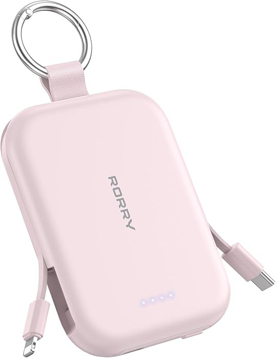RORRY Portable Charger, 5000mAh Portable Charger Power Bank with Built-in Cables, Travel Keychain... | Amazon (US)