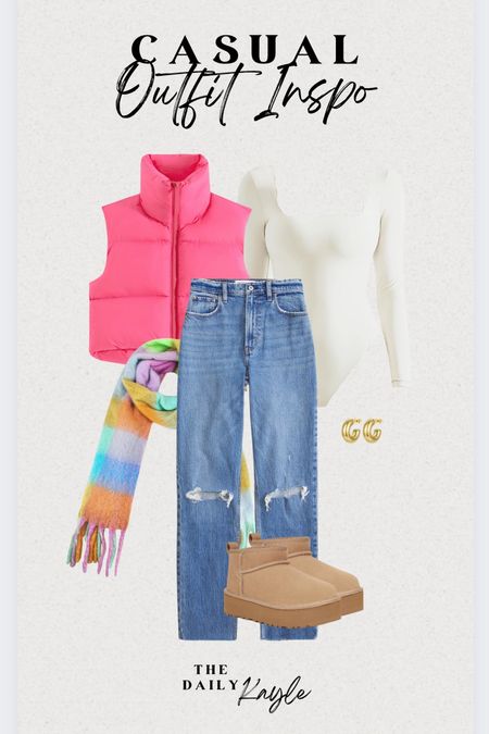 Cute & Casual Outfit Inspo! Colorful outfits, colored outfits, outfit inspo, Uggs, platform Uggs, chunky scarfs, scarfs, Abercrombie jeans, Abercrombie, bodysuits, Amazon bodysuits, fashion bodysuits, puffer vests, Amazon puffer vest, looks for less, Amazon looks for less

#LTKstyletip #LTKfindsunder50 #LTKMostLoved