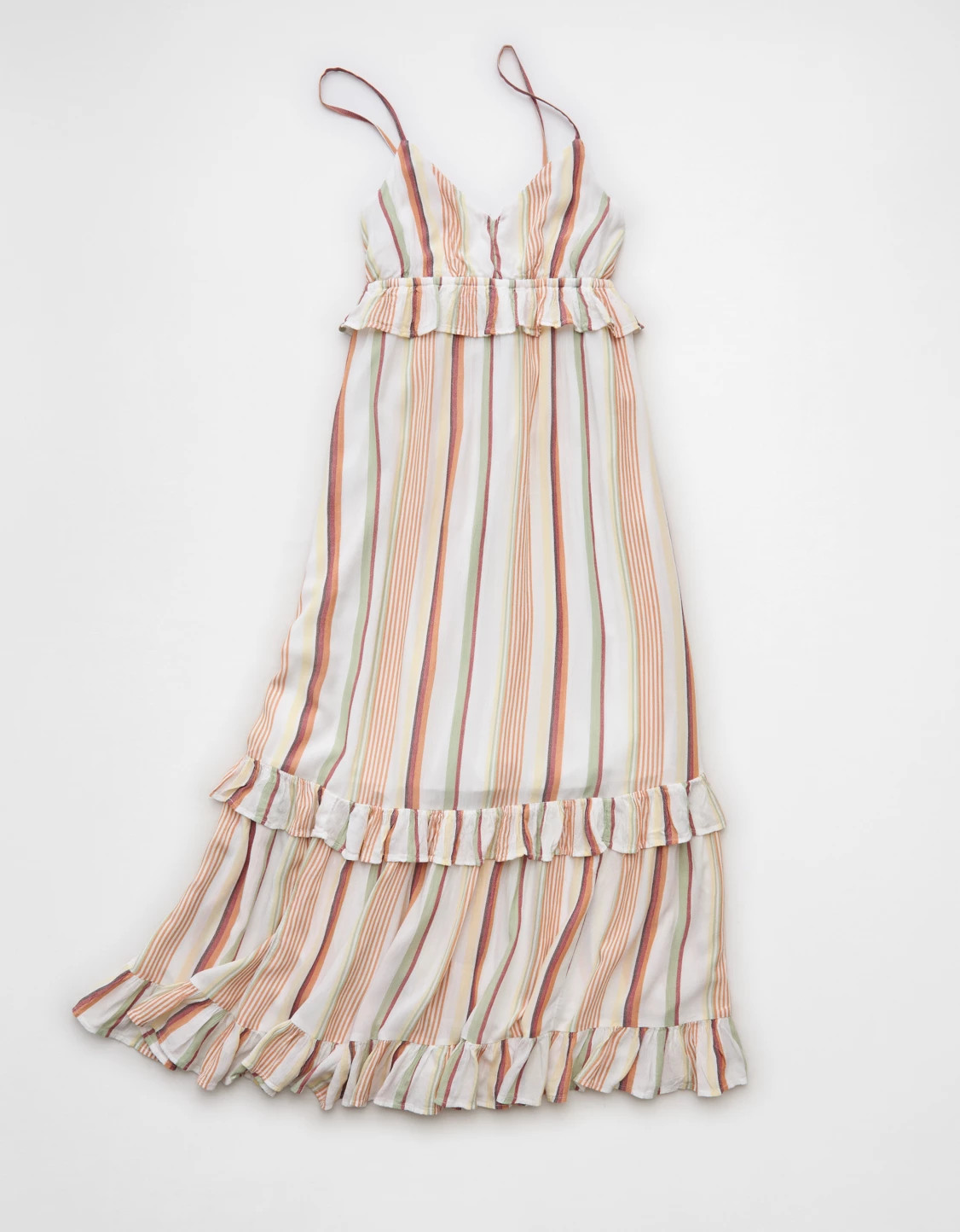 AE V-Neck Ruffle Midi Dress | American Eagle Outfitters (US & CA)