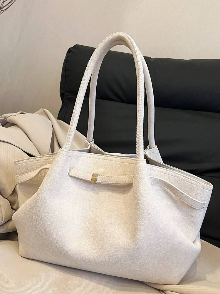1pc Plain Matte Leather Shoulder Bag For Women, Vintage Fashion Large Capacity Handbag With Dual Handles And Snap Closure, Suitable For Travel, Shopping, Dating, Women Gifts, Fit For Teenage Girls, College Students, And White-Collar Workers, Great For Office, School, Work, Business, Commute, Outdoor, Travel, Hiking | SHEIN