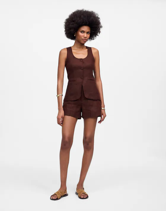Linen Scoopneck Cutaway Vest | Madewell