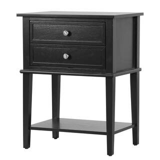 Passion Furniture Newton 2-Drawer Black Nightstand (28 in. H x 16 in. W x 22 in. D) PF-G064-N | The Home Depot