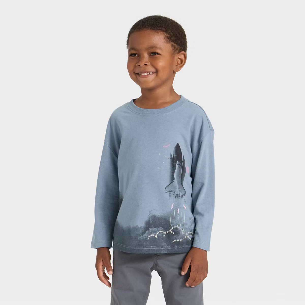 Toddler Boys' Long Sleeve Oversized T-Shirt - Cat & Jack™ Blue 3T | Target