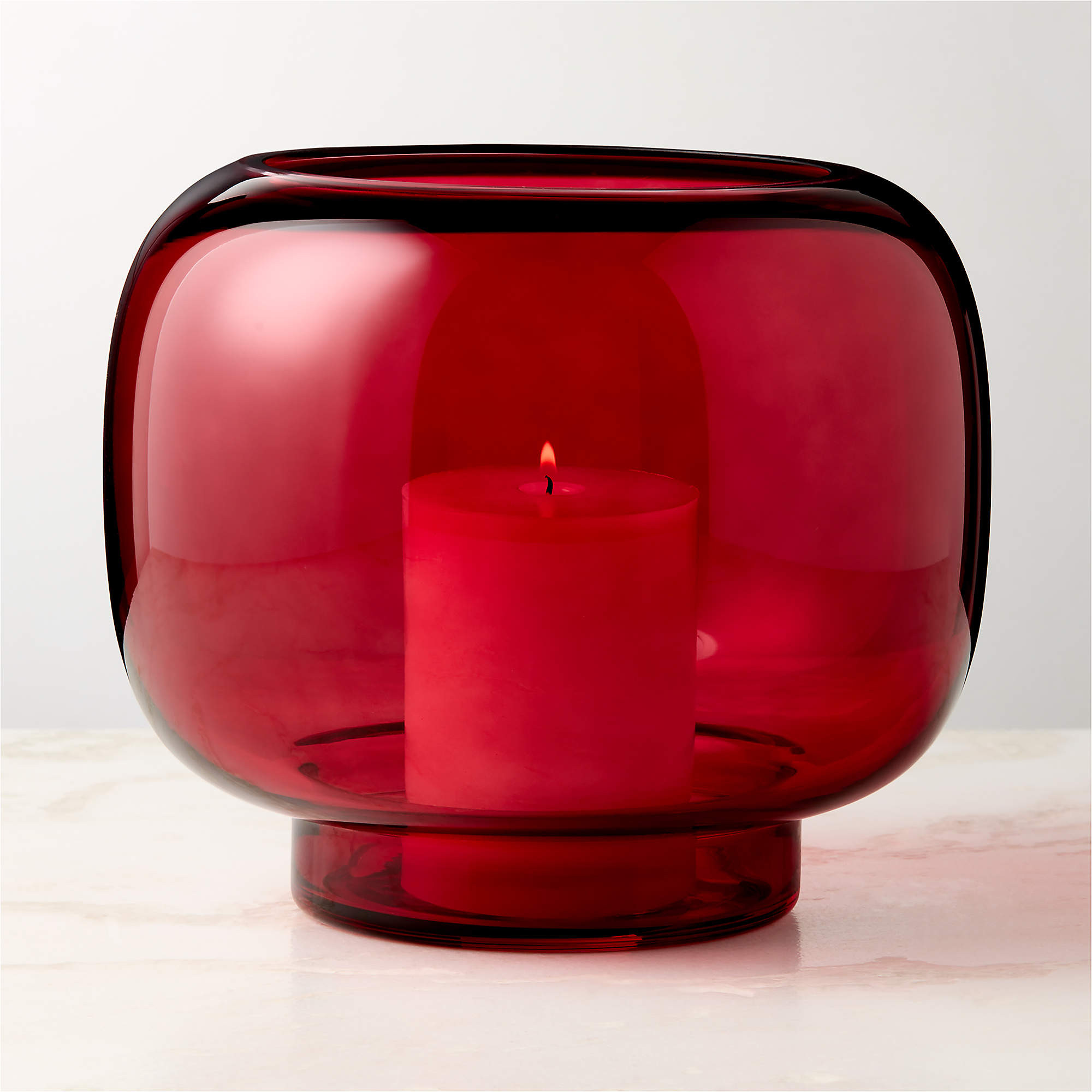 Coco Red Glass Hurricane Candle Holder Large + Reviews | CB2 | CB2