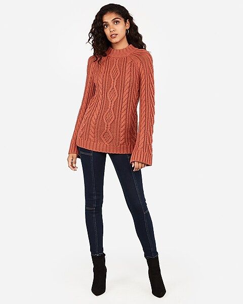 raglan cable kit tunic sweater | Express