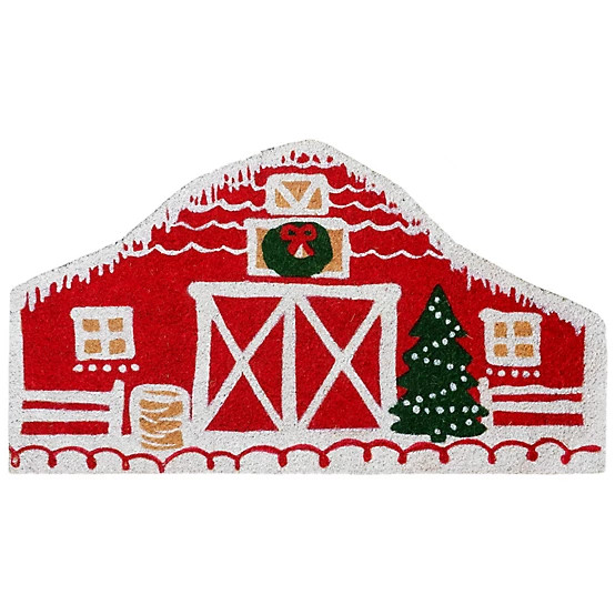 New!Red Shed  Snowy Barn Coir Christmas Door Mat, 32 in. | Tractor Supply