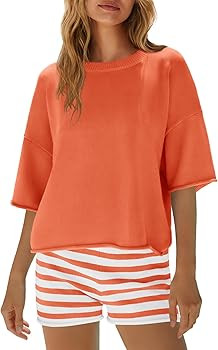Yanekop Womens Striped Set 2 Piece Outfits Sets Oversized Summer Lounge Short Sets Beach Vacation... | Amazon (US)