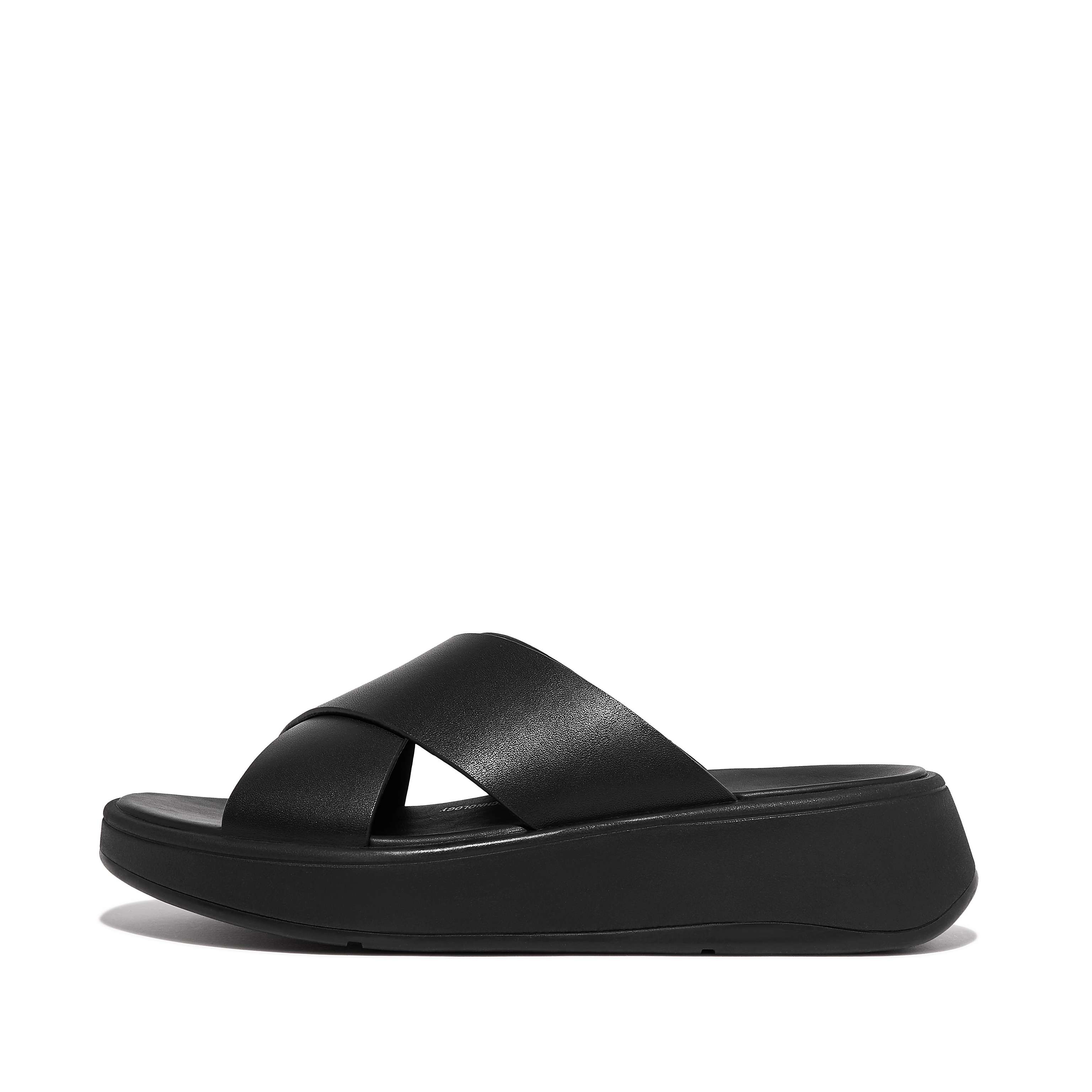 F-MODE Leather Flatform Cross Slides | FitFlop (US)
