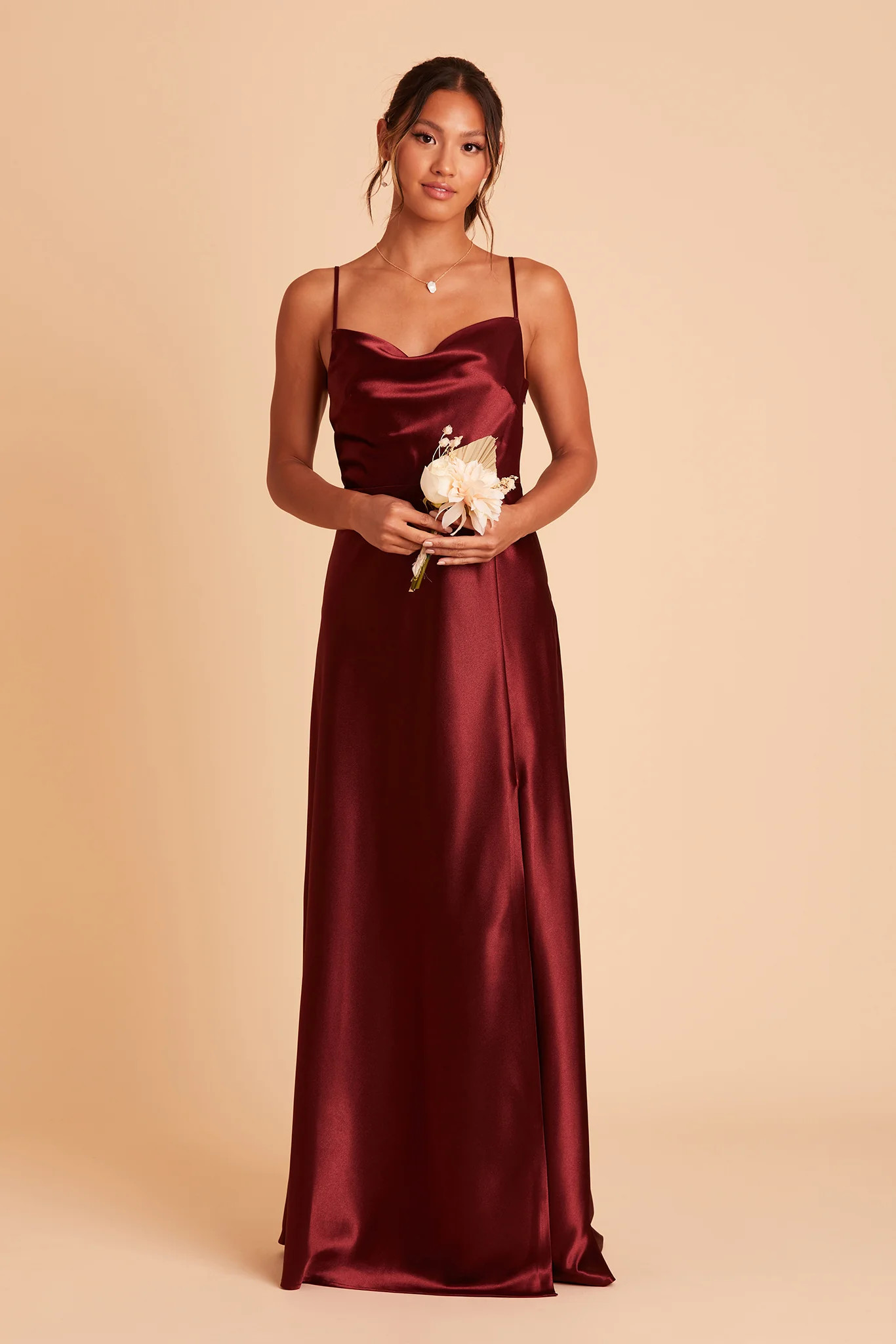 Lisa Long Satin Dress - Cabernet | Birdy Grey