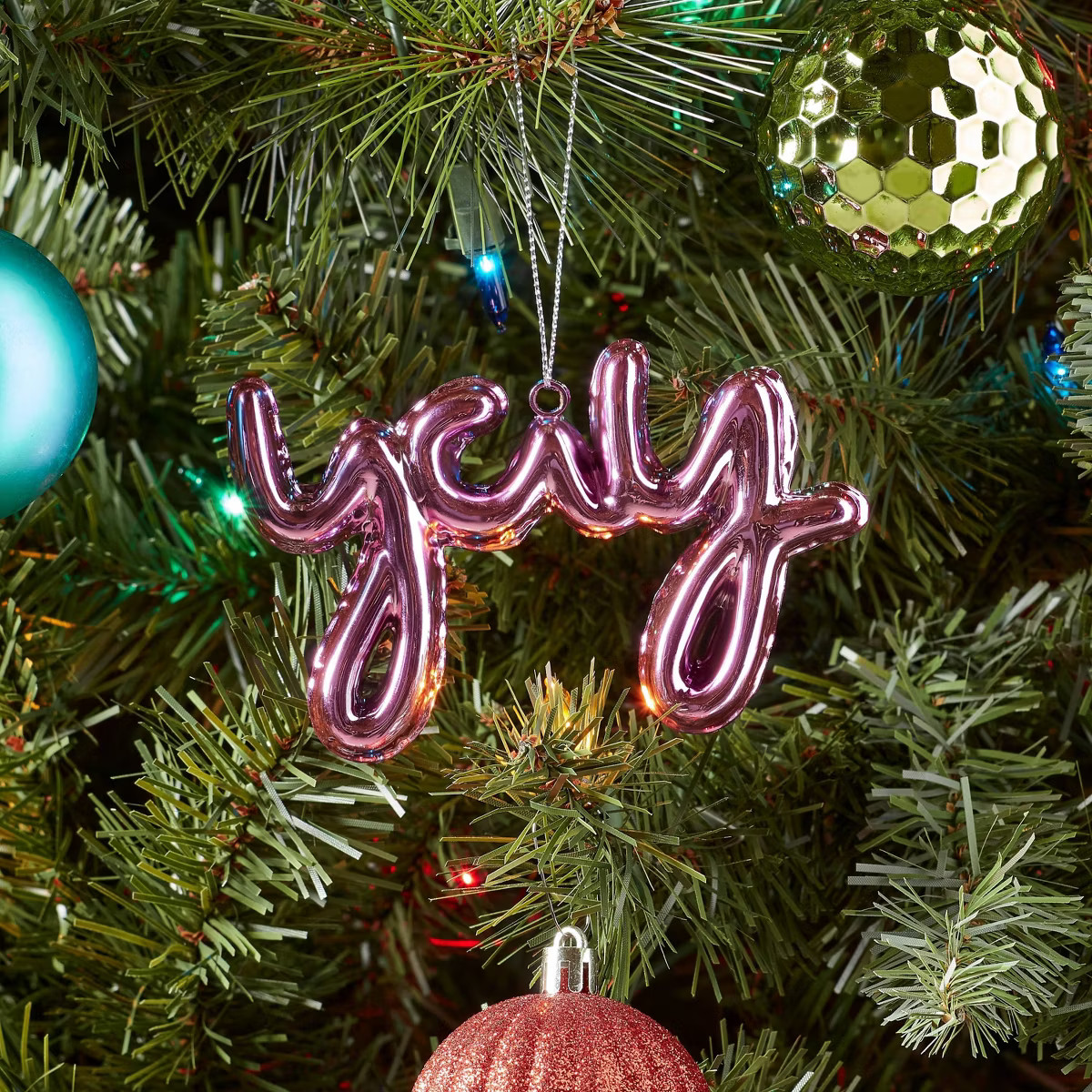 Metallic 'Yay' Balloon Christmas Tree Ornament Pink - Wondershop™ | Target
