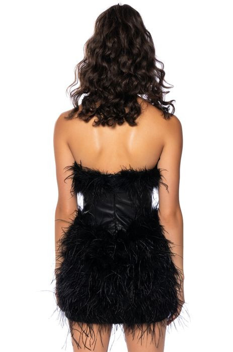 FATAL ATTRACTION FEATHER DETAILED MINI DRESS | AKIRA