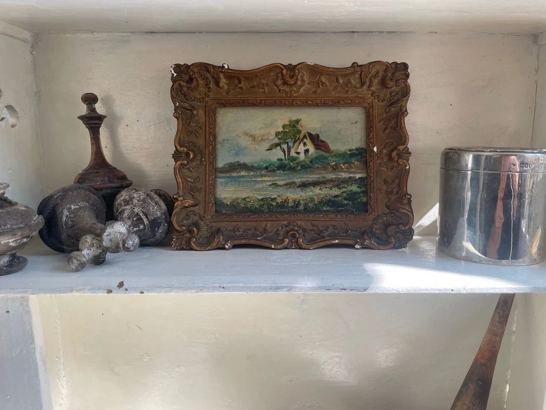 Vintage Little Original Oil painting on Board in an Ornate Gilded Frame | Etsy (US)