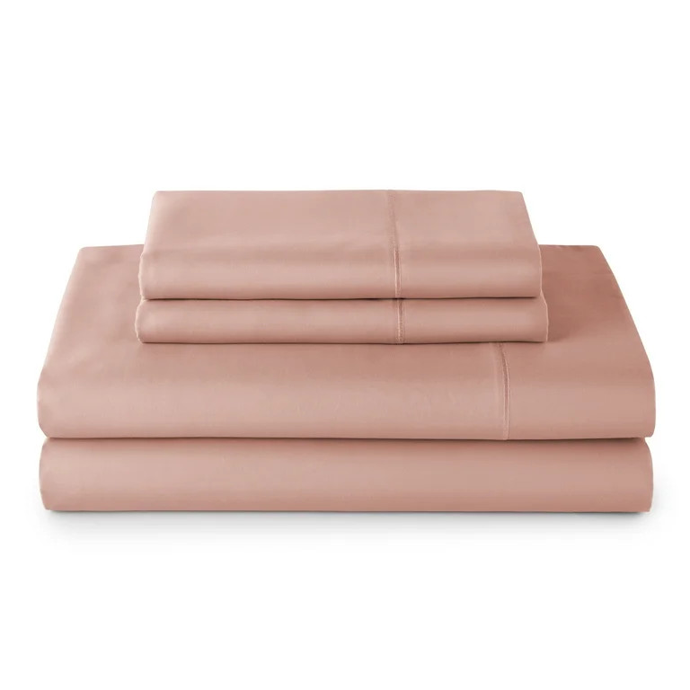 Better Homes & Gardens 3-Piece 300 Thread Count Old Rose Cotton Sateen Bed Sheet Set, Twin | Walmart (US)