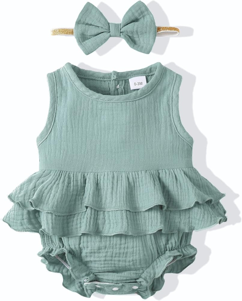 Renotemy Newborn Infant Baby Girl Clothes Rompers Summer Jumpsuits Short Sleeve Romper Infant Bab... | Amazon (US)