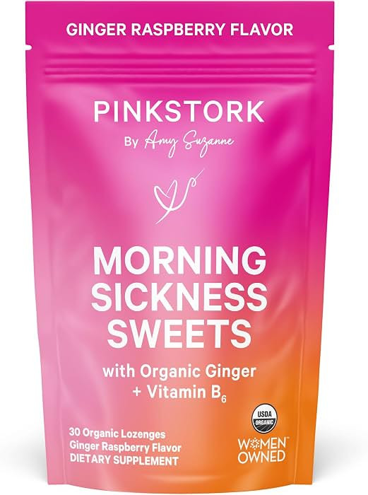 Pink Stork Morning Sickness Sweets, Organic Raspberry Ginger Candy with Vitamin B6, Support for M... | Amazon (US)