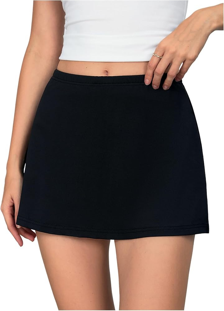 MakeMeChic Women's Y2K Mini Skirt with Shorts Aline Micro Skort Short Skirt | Amazon (US)