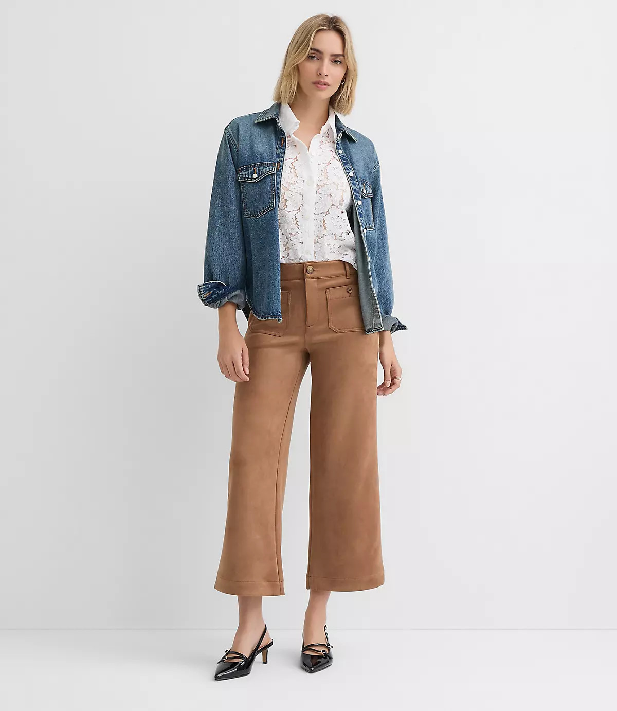 Palmer Wide Leg Pants in Faux Suede | LOFT