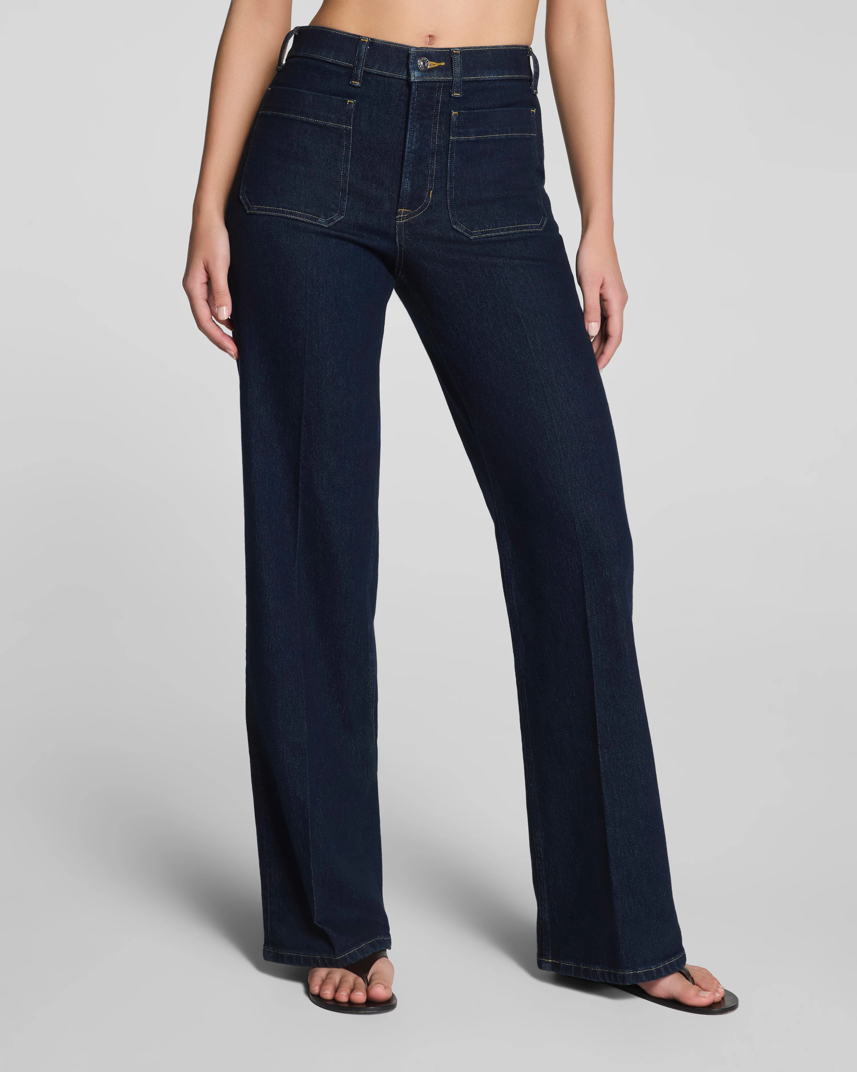 SPANXshape™ Authentic 360Mid-Rise Easy Flare Jeans with Patch Pockets | Spanx