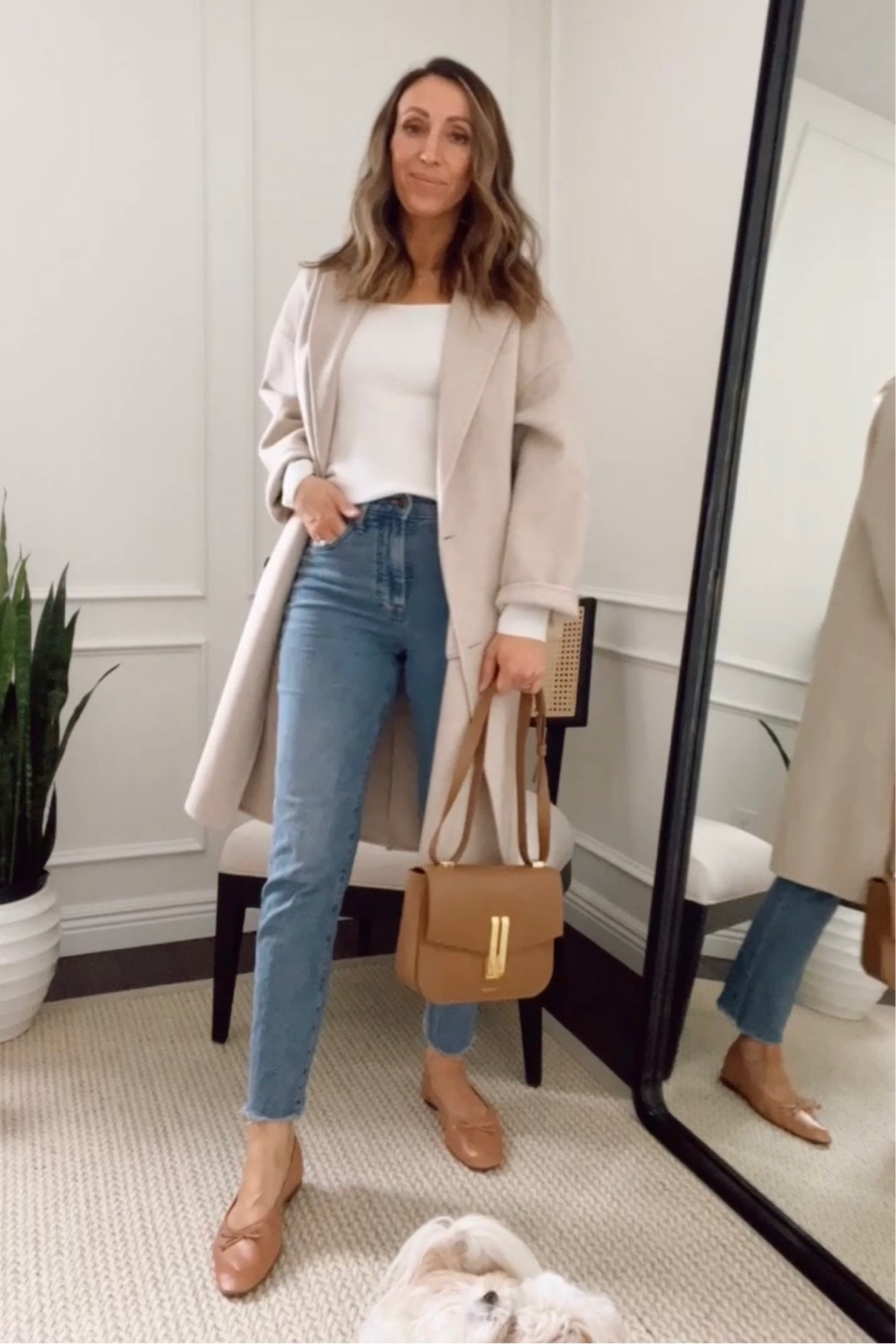 Jeans tts. Coat in xs, it’s an oversized fit. You can size down (new colors this year).  Flats tts. 


#LTKstyletip #LTKSeasonal #LTKitbag