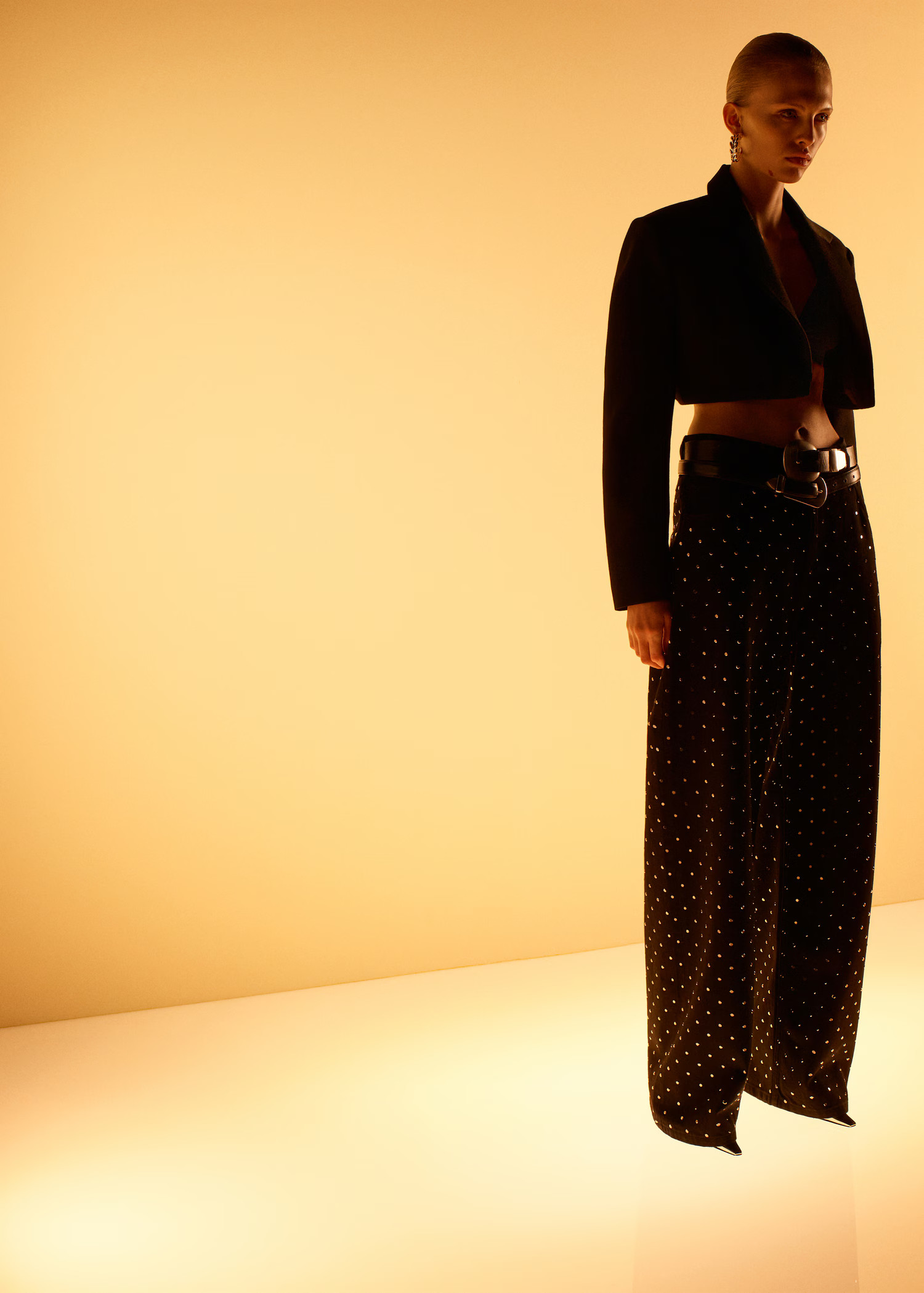 Wide-leg jeans with rhinestones - Women | MANGO United Kingdom | MANGO (UK)