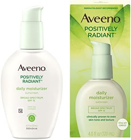 Aveeno Positively Radiant Daily Facial Moisturizer with Broad Spectrum SPF 15 Sunscreen & Total Soy  | Amazon (US)