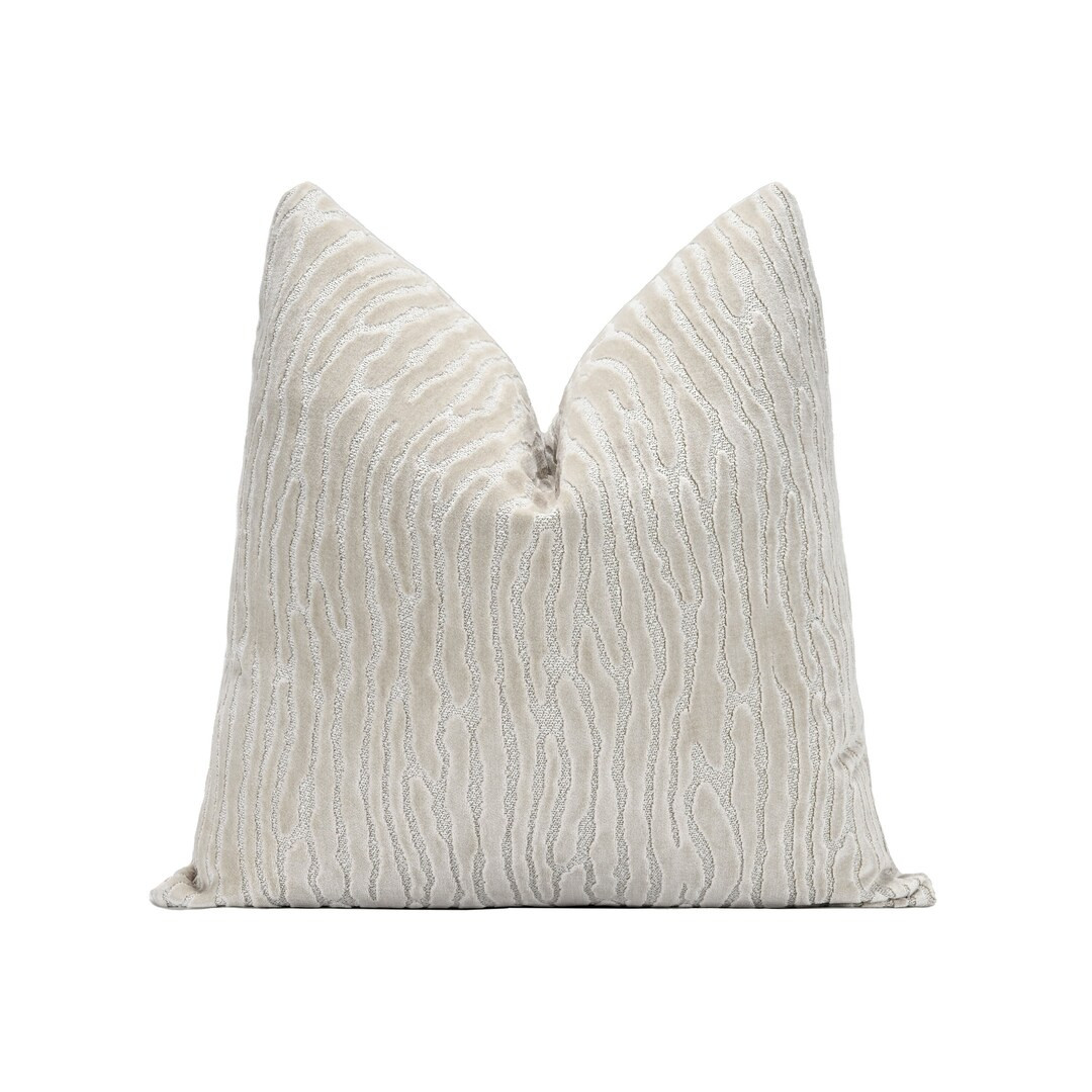 Ivory Velvet Pillow Cover contemporary Throw Pillow Cover designer Cut Velvet 18x18, 20x20, 22x22... | Etsy (US)