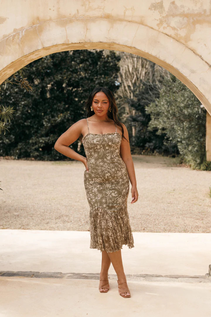 Ashton Midi Dress - Olive Floral | Petal & Pup (US)