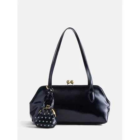 Free Assembly Women’s Shoulder Bag with Bag Charm, Black | Walmart (US)