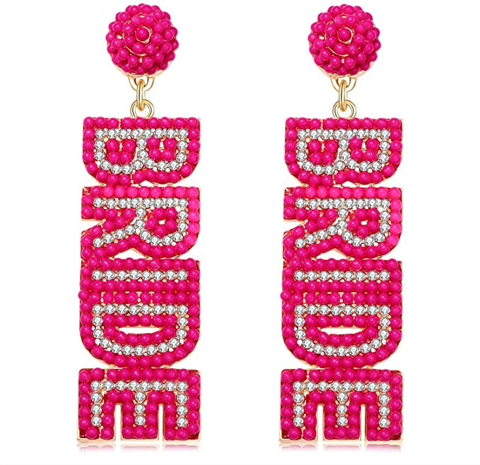 Rhinestone Bride Earrings for Women Handmade Beaded BRIDE Letter Dangle Earring Wedding Bridal Ea... | Amazon (US)