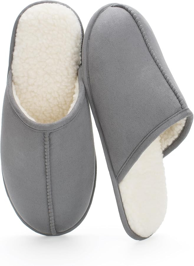 Men's Scuff Slippers with Memory Foam, Faux Suede Open Back House Slip-ons, Non-slip Indoor/Outdo... | Amazon (US)