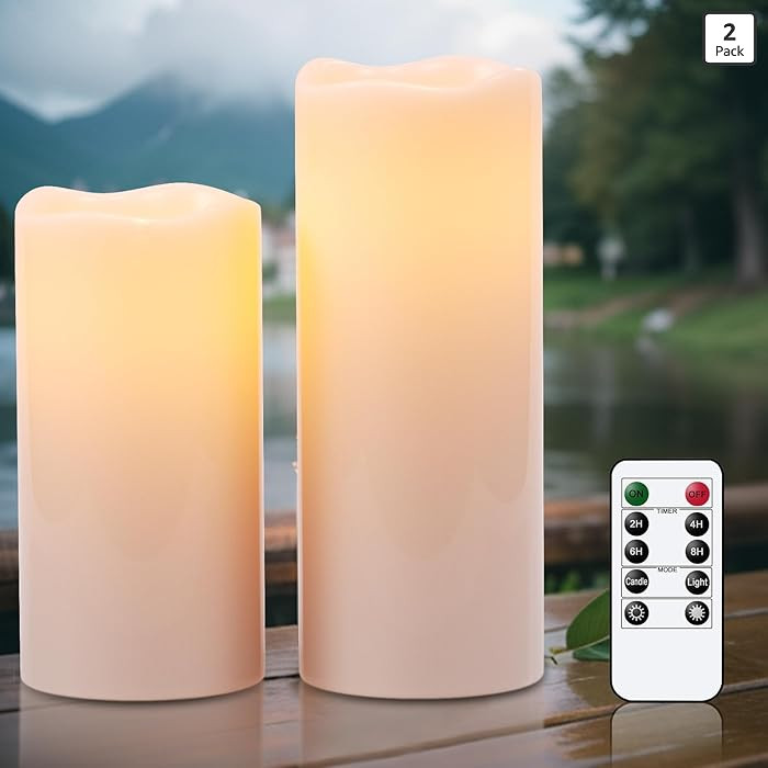 Eldnacele 8" 10" × 4" Large Waterproof Outdoor Flameless Candles Remote and Timer, Battery Opera... | Amazon (US)