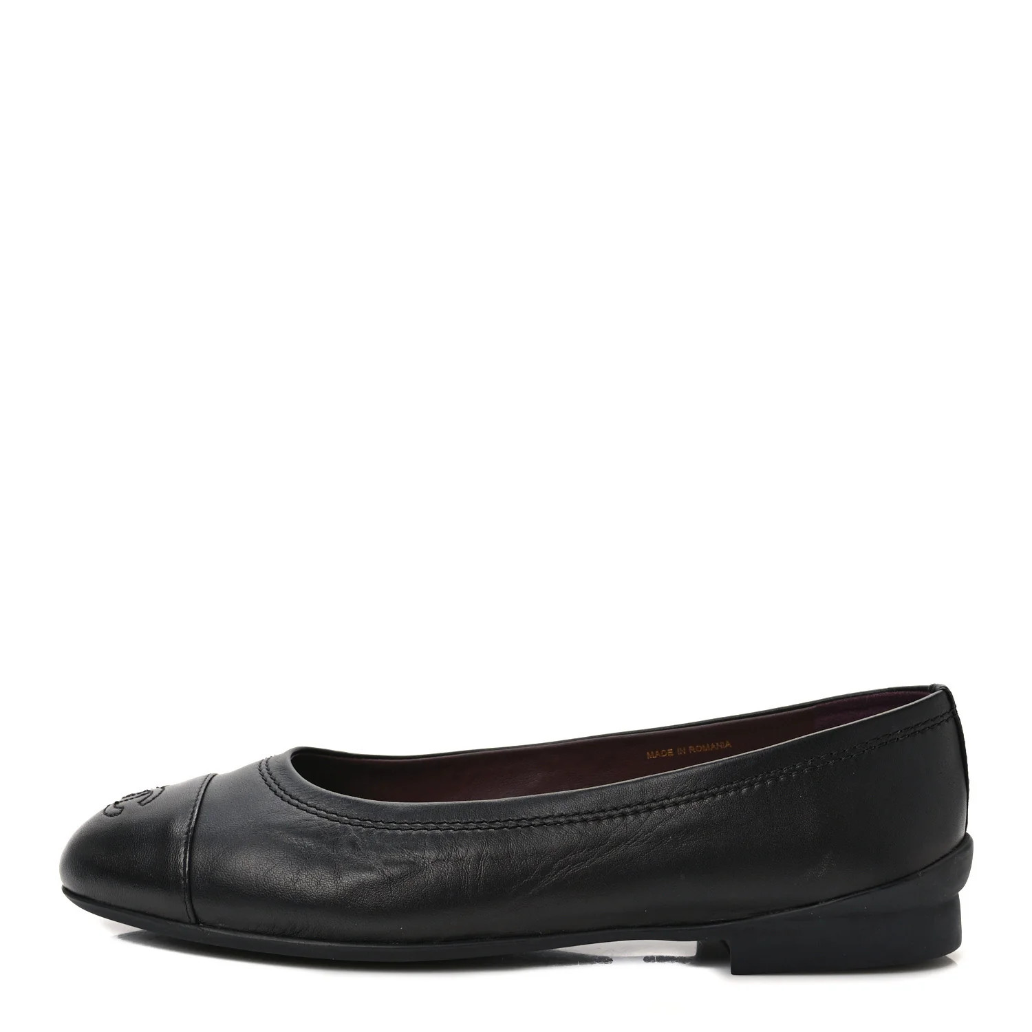 Chanel Lambskin Cap Toe CC Ballerina Flats 40.5 Black | FASHIONPHILE (US)