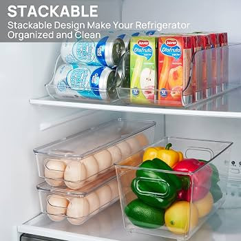 Vtopmart Egg Container Holders for Refrigerator - Clear Stackable Trays for 14 Eggs, Plastic Stor... | Amazon (US)