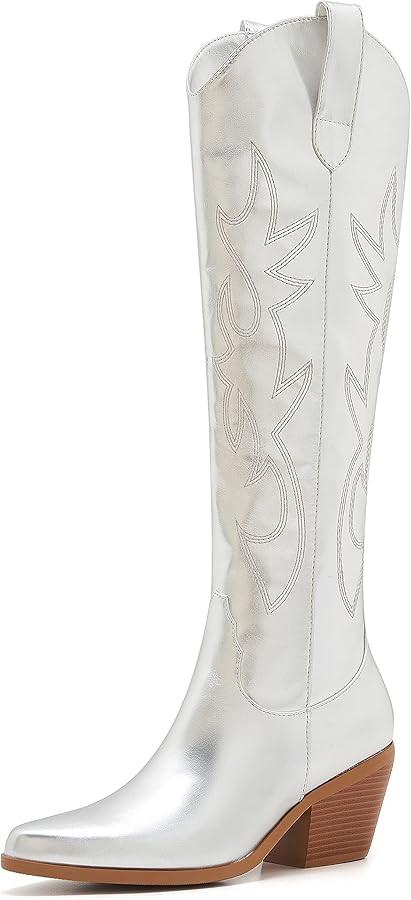 Cowboy Boots For Women -Wide Calf Knee High Cowgirl Boots Botas Vaqueras Para Mujer Classic Embro... | Amazon (US)