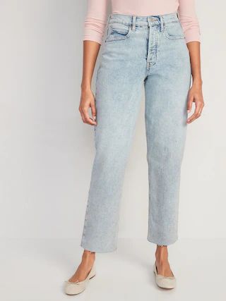 Curvy Extra High-Waisted Button-Fly Sky-Hi Straight Cut-Off Jeans for Women | Old Navy (US)