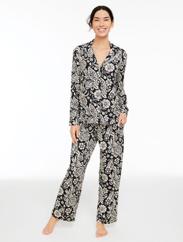 Talbots x Soma Cool Nights Long Sleeve & Pant Pajama Set - Paisley Blooms | Talbots