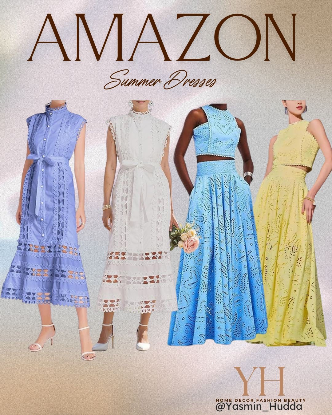 Amazon eyelet set that is perfect for spring and summer. Loving this cute lace detailed dresses. Comes in other colors as well. 

#LTKStyleTip #LTKFindsUnder100 #LTKSeasonal