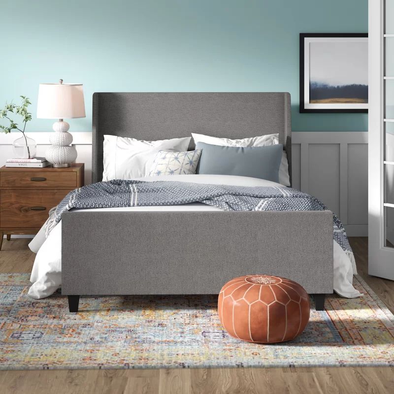 Schuyler Amber Standard King Upholstered Bed, Grey Linen | Wayfair North America