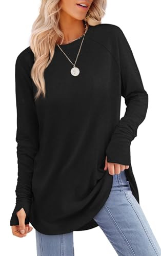 XIEERDUO Black Tops for Women Fall Womens Long Sleeve Shirts Loose Fit Womens Clothes Fall 2025 Tops for Teachers S | Amazon (US)