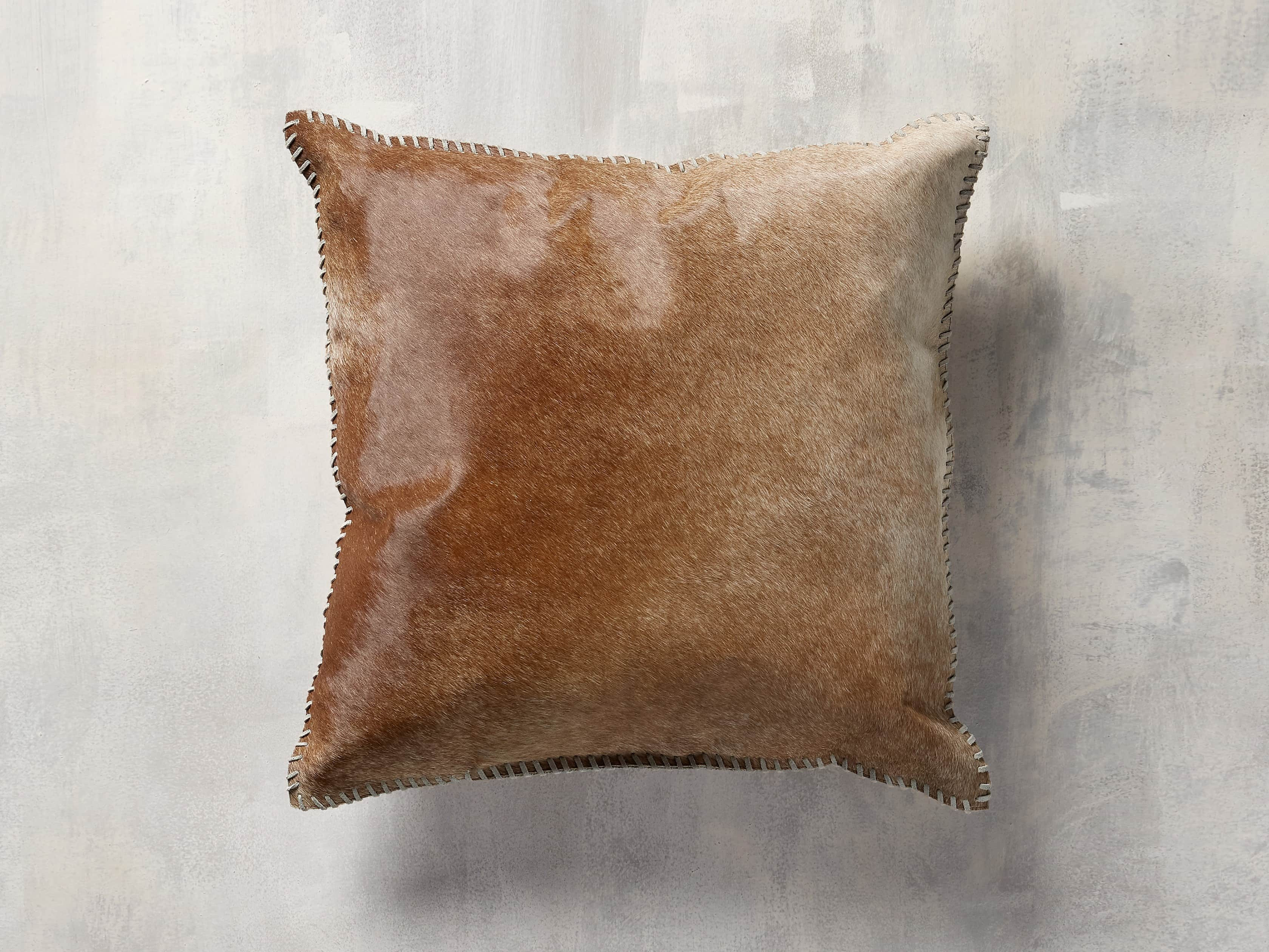 Whipstitch Hide Pillow Cover in Brown | Arhaus