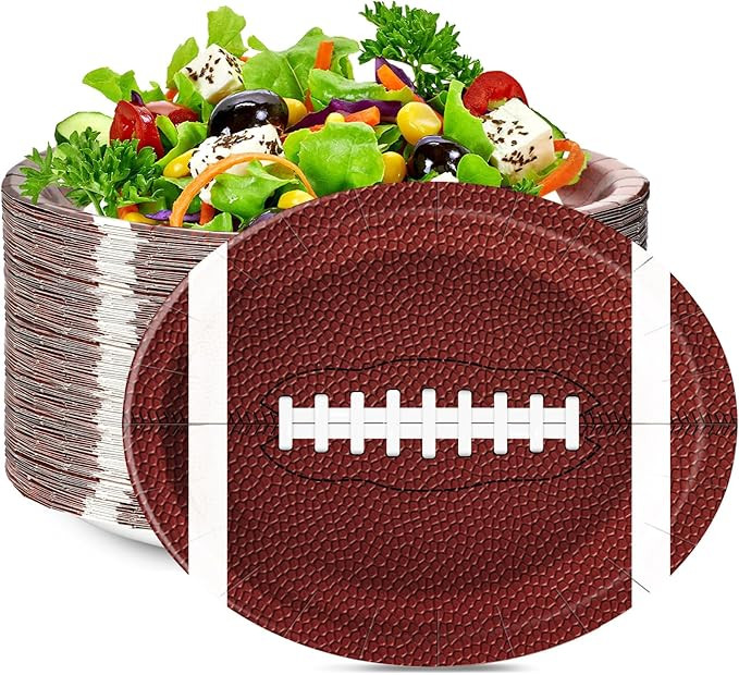 50pcs Large Football Food Plates, 12.5 x 10 inch Football Paper Food Tray, Disposable Bowls, Nach... | Amazon (US)