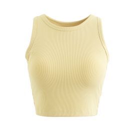 Solid Color Ribbed Tank Top in Yellow | Chicwish